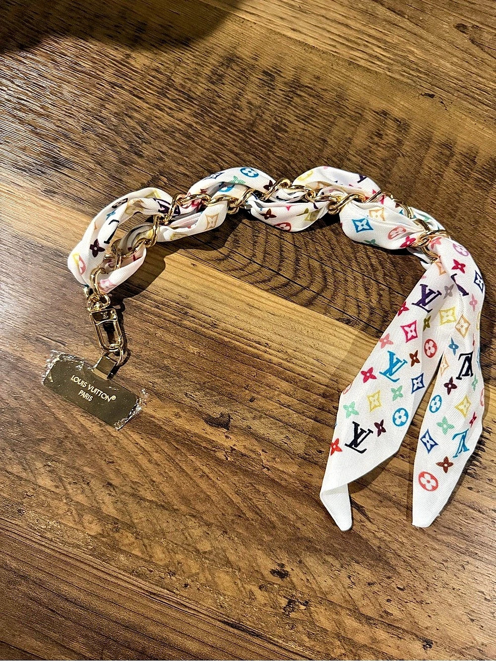 Silk Scarf Chain Bag Charm Multicolor
